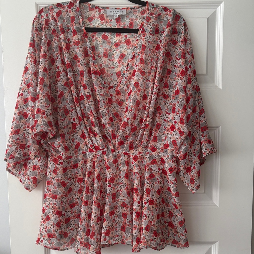 Hayden Red and White Floral Blouse